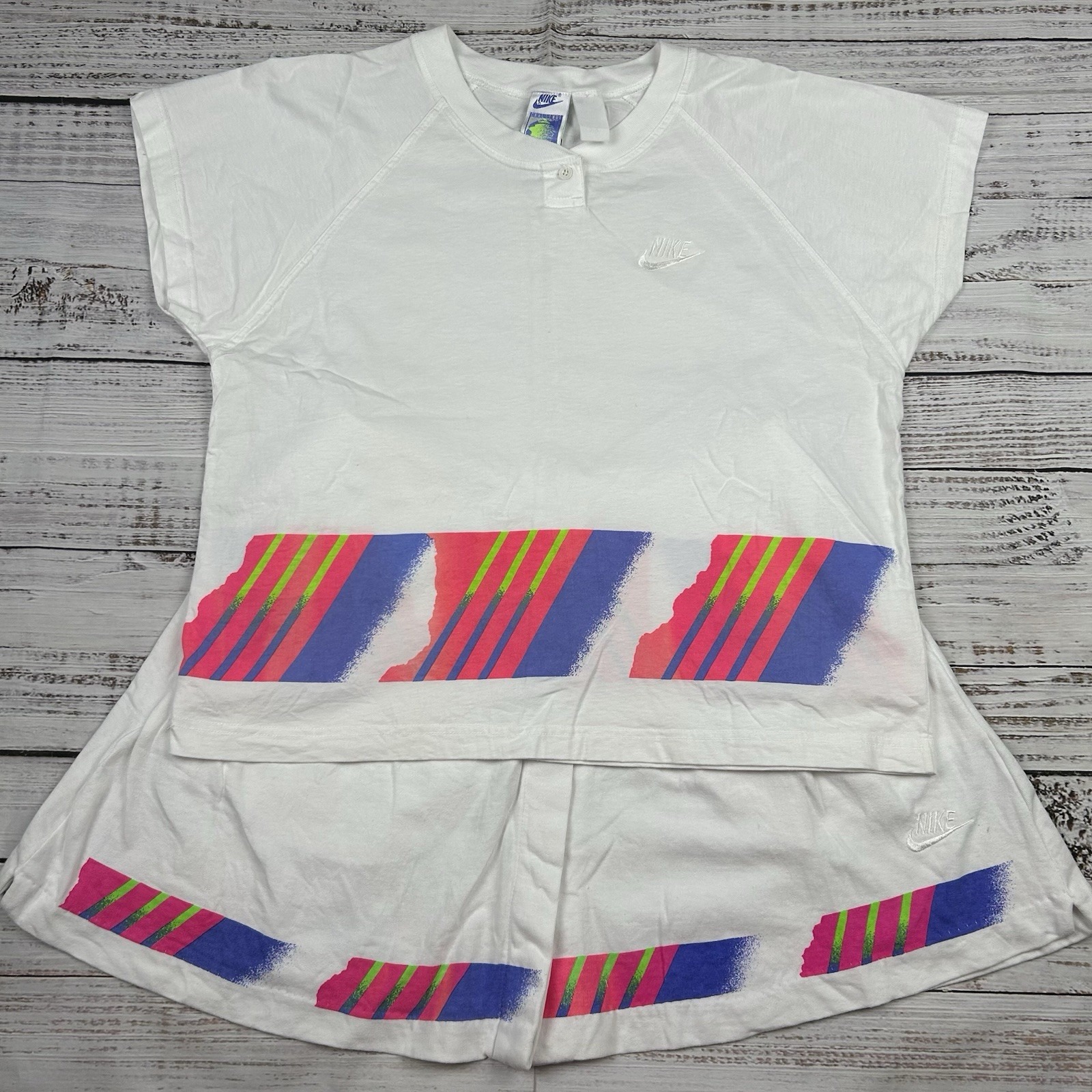 Vtg Nike Challenge Court Tennis Agassi Women's Shirt Skirt Set L Cotton Costume